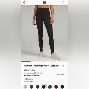 Lululemon wunder train leggings 25 inch